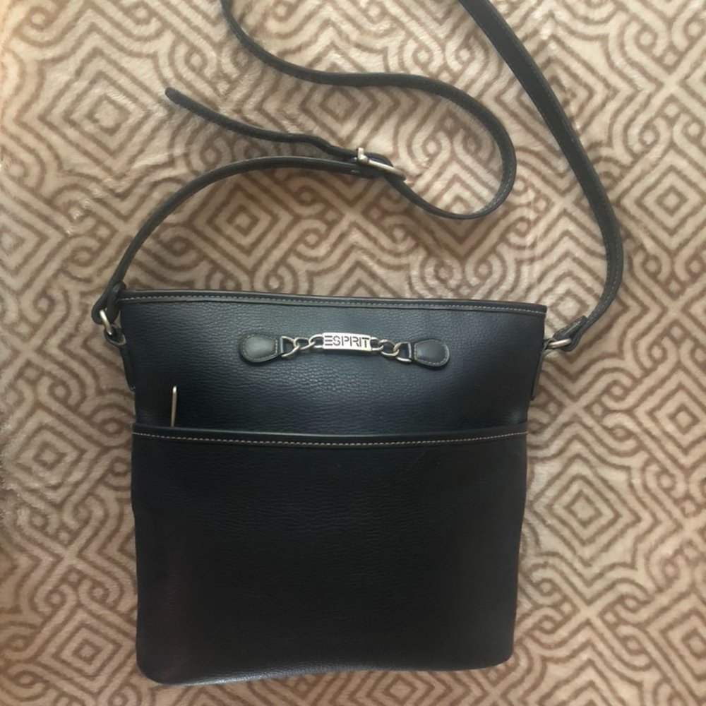 ESPRIT Blue Leather Purse Crossbody Vintage 90s